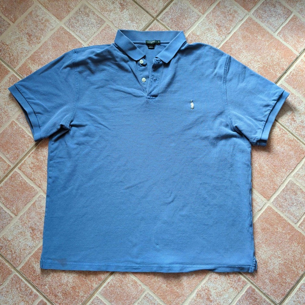 J.Crew Polo Shirt Mens XL Blue Short Sleeve Pique Cotton Embroidered Logo